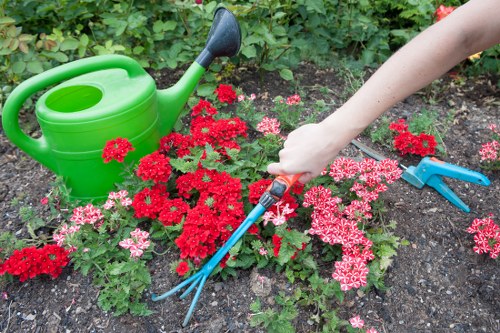 Landscaper reviewing site safety before garden work